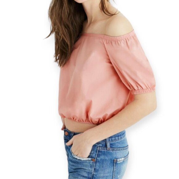 Madewell Pink Off-Shoulder Cotton Bubble Top XL - Picture 3 of 13